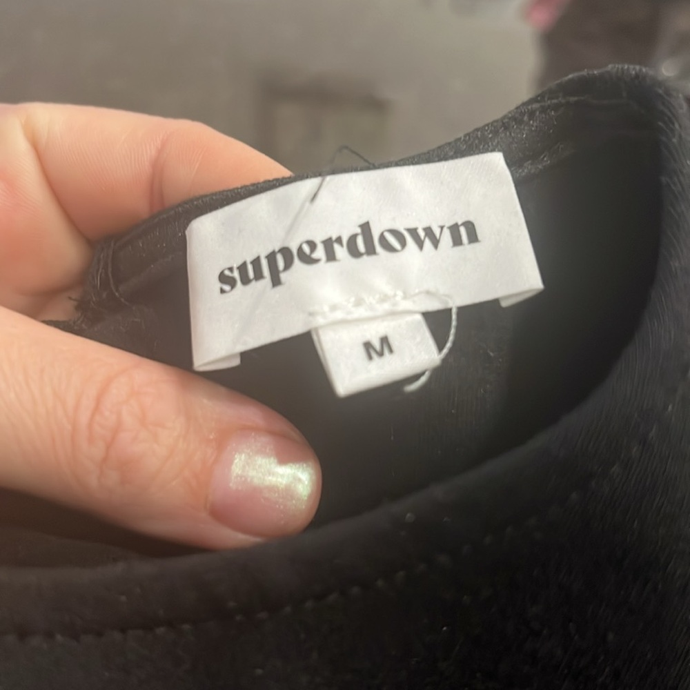 Black Long Sleeve Mini Dress leg slit from superdown - Picture 4 of 4